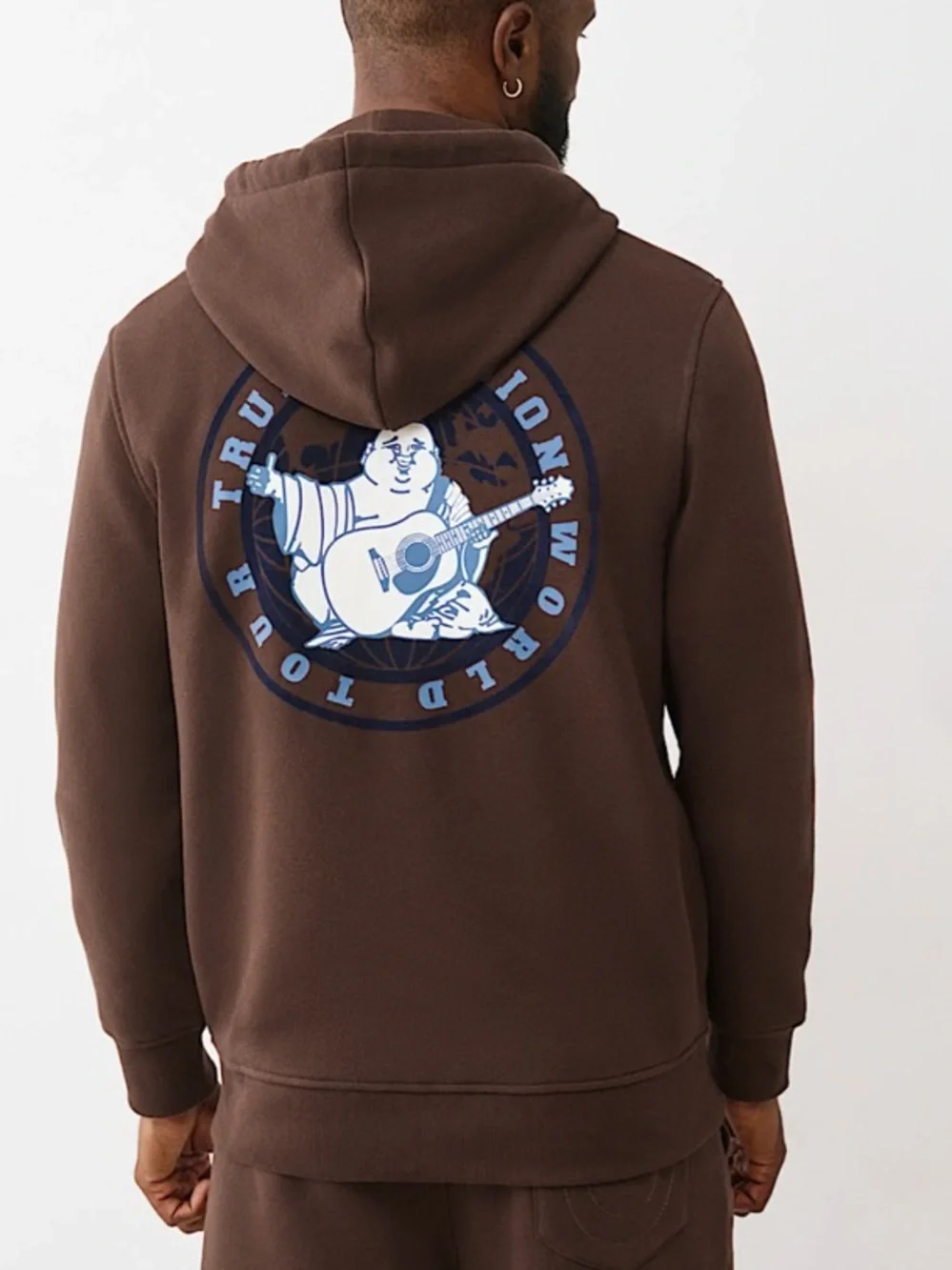 True Religion Men's Global Buddha Full Zip Graphic Hoodie Java NWT Size L